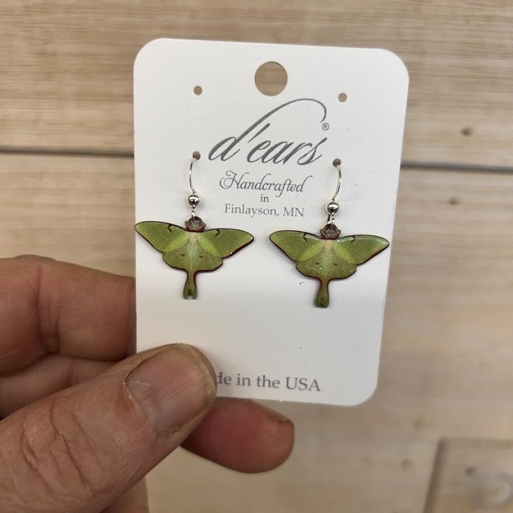 Luna Moth Earrings Sterling Silver French Hook Light-Weight Elegant Gift - Picture 6 of 7